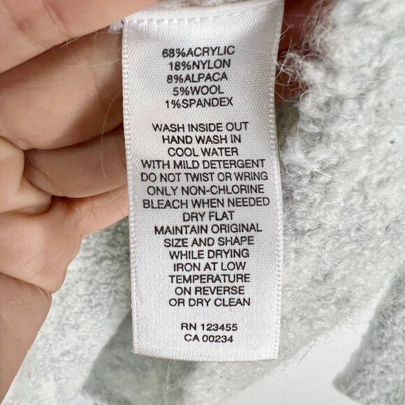 Lord & Taylor Alpaca Wool Heather Gray Cream Textural Knit Mockneck Sweater Sz M - Picture 12 of 13